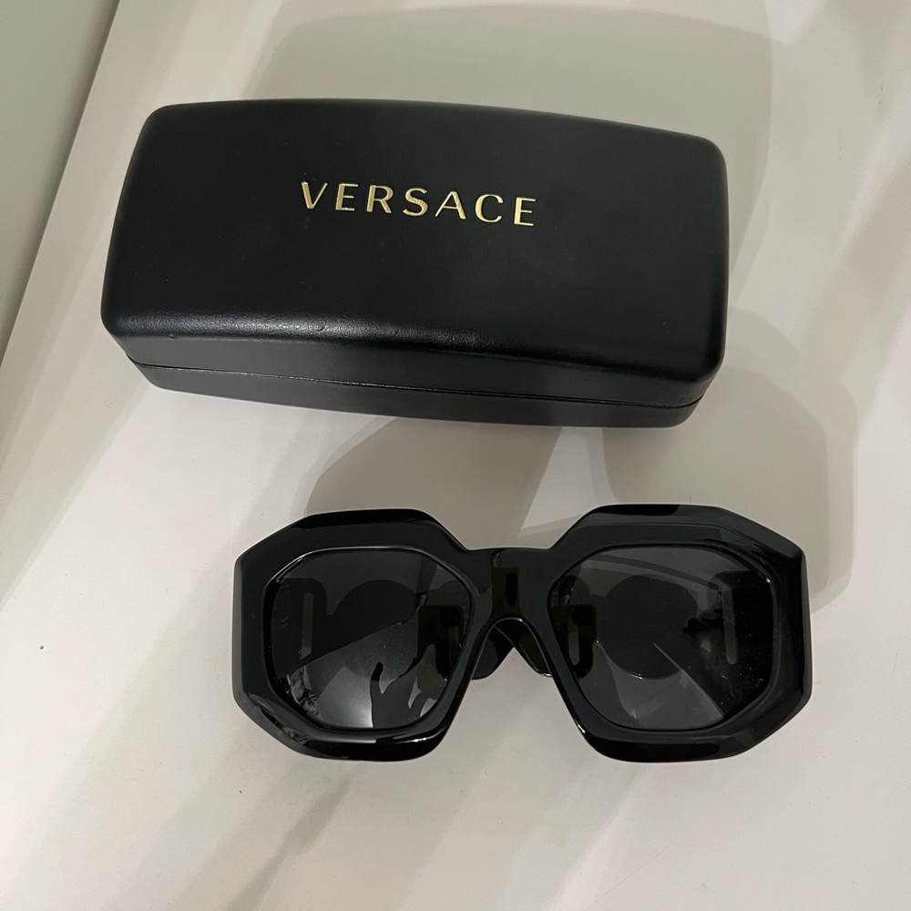 Versace Black Angular Sunglasses - image 1